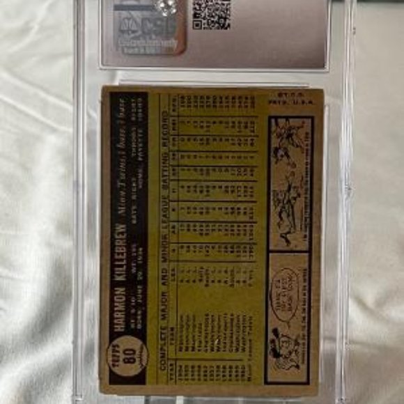 1961 TOPPS HARMON KILLEBREW #80 CSG 3.5 - Picture 3 of 3